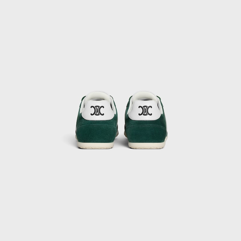celine jogger low lace-up sneaker with triomphe in suede calfskin and calfskin