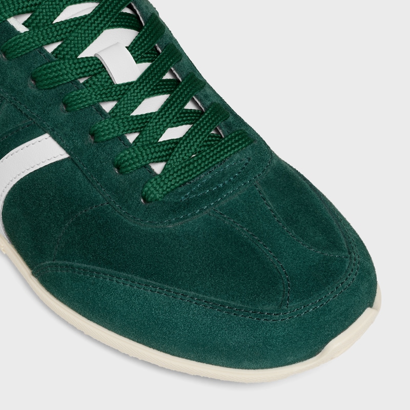 celine jogger low lace-up sneaker with triomphe in suede calfskin and calfskin