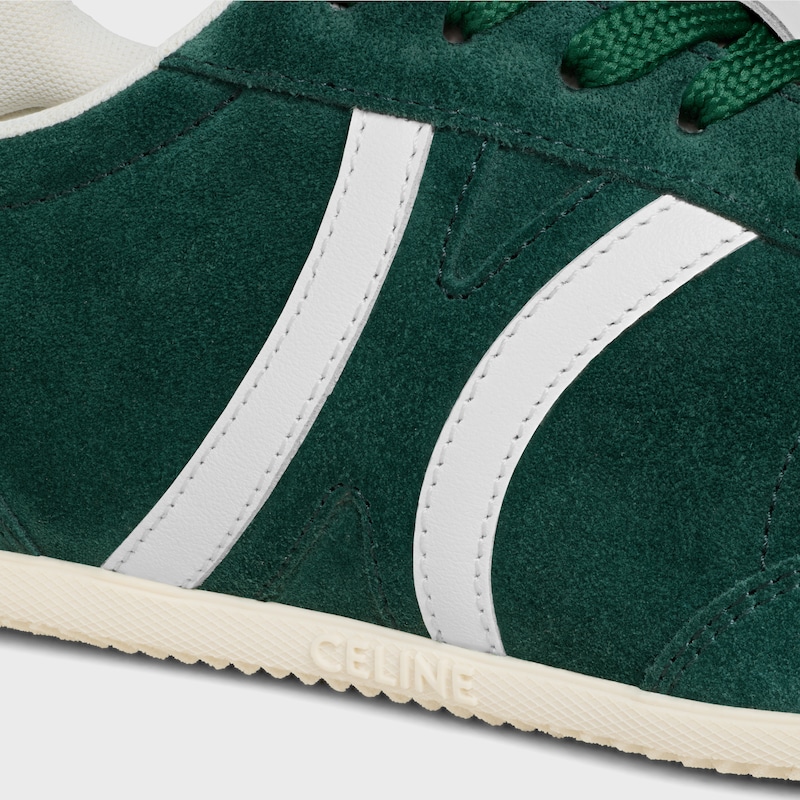 celine jogger low lace-up sneaker with triomphe in suede calfskin and calfskin