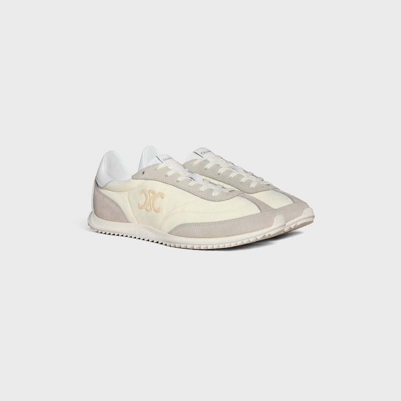 celine racer - low top sneaker with triomphe in nylon suede calfskin and calfskin
