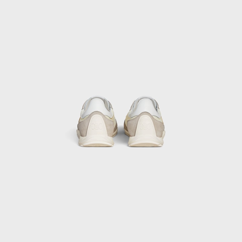 celine racer - low top sneaker with triomphe in nylon suede calfskin and calfskin