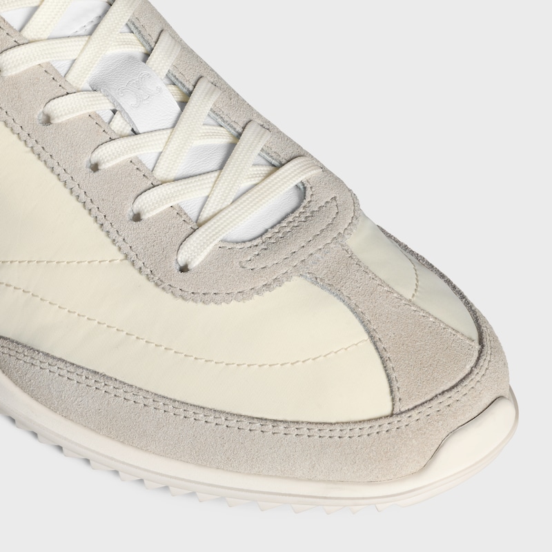 celine racer - low top sneaker with triomphe in nylon suede calfskin and calfskin