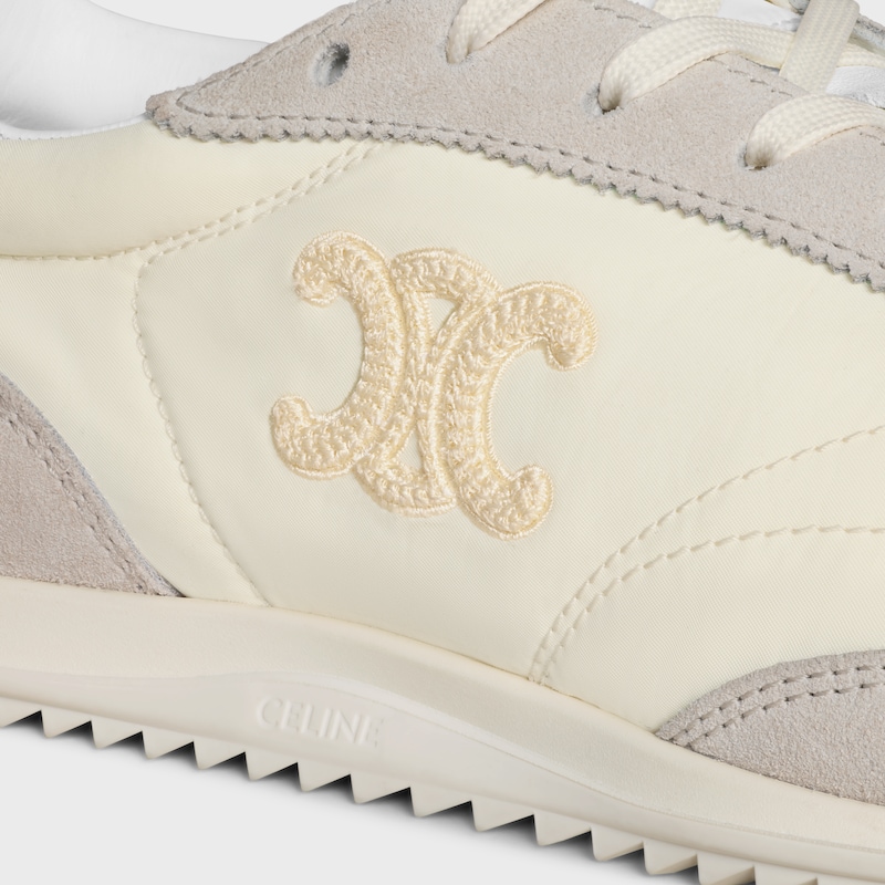 celine racer - low top sneaker with triomphe in nylon suede calfskin and calfskin