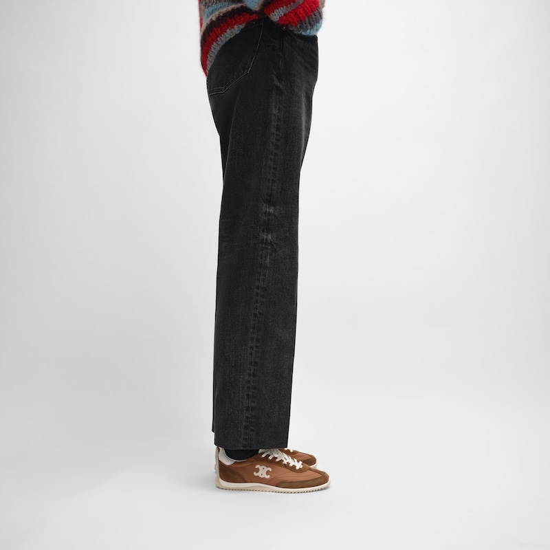 celine racer - low top sneaker with triomphe in nylon suede calfskin and calfskin