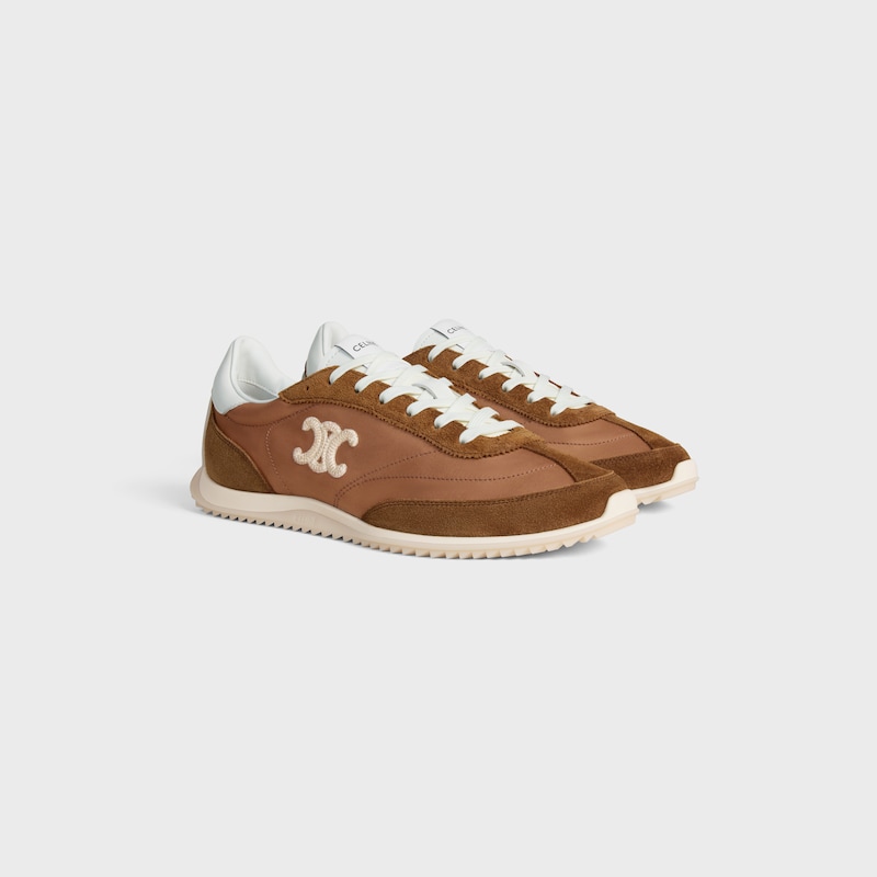celine racer - low top sneaker with triomphe in nylon suede calfskin and calfskin