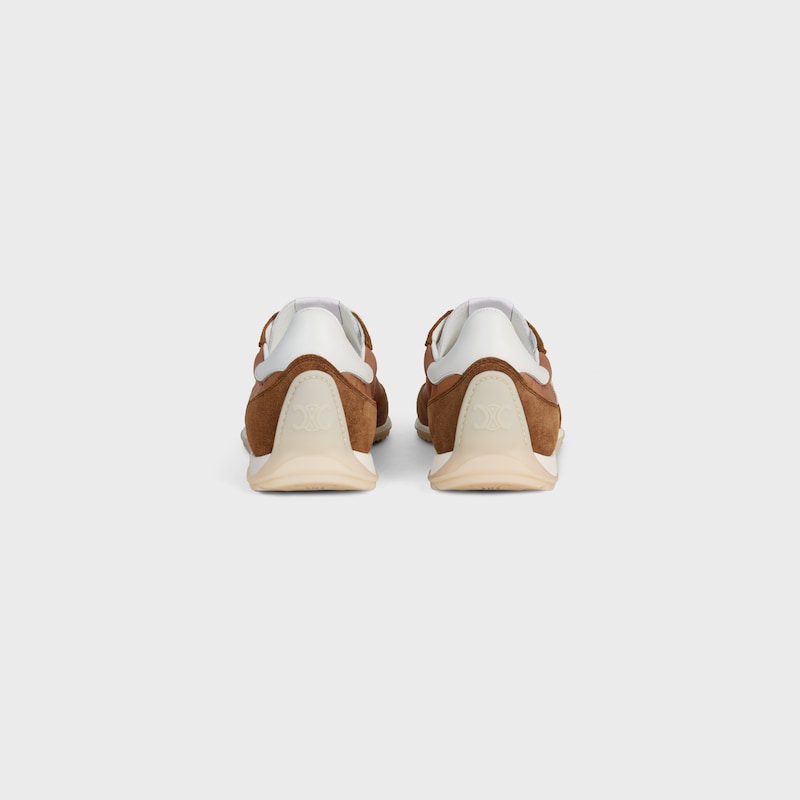 celine racer - low top sneaker with triomphe in nylon suede calfskin and calfskin