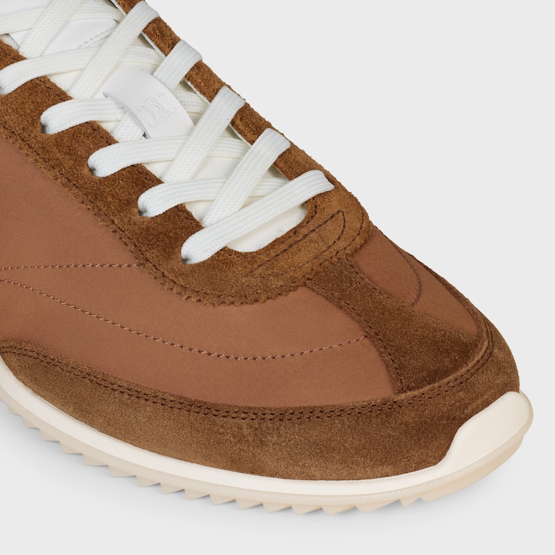 celine racer - low top sneaker with triomphe in nylon suede calfskin and calfskin
