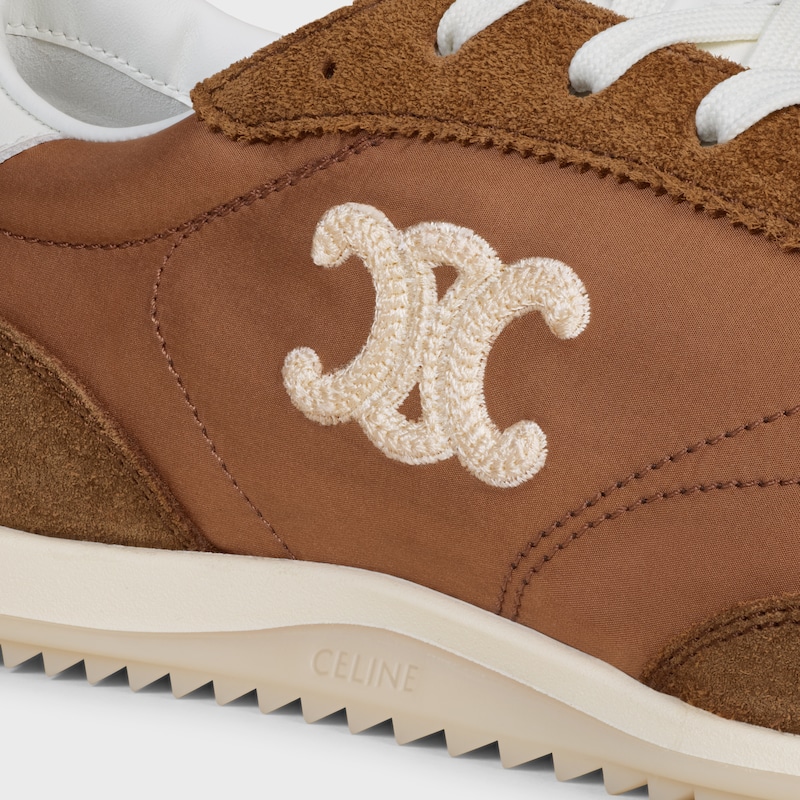 celine racer - low top sneaker with triomphe in nylon suede calfskin and calfskin