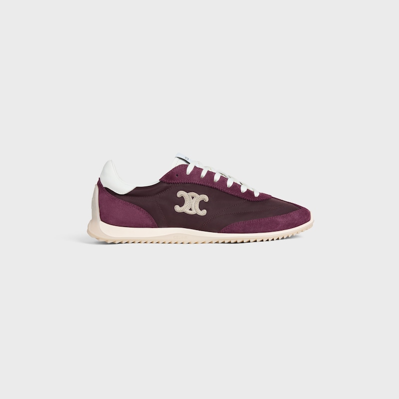 celine racer - low top sneaker with triomphe in nylon suede calfskin and calfskin