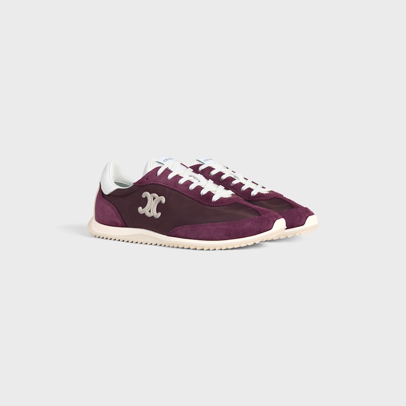 celine racer - low top sneaker with triomphe in nylon suede calfskin and calfskin