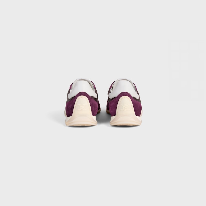 celine racer - low top sneaker with triomphe in nylon suede calfskin and calfskin