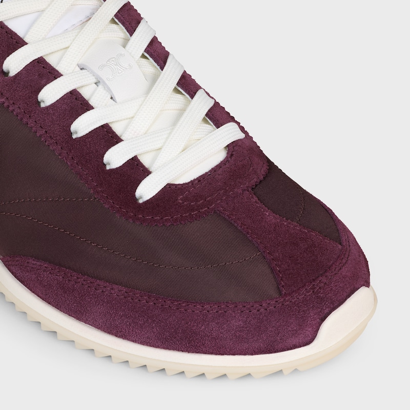 celine racer - low top sneaker with triomphe in nylon suede calfskin and calfskin