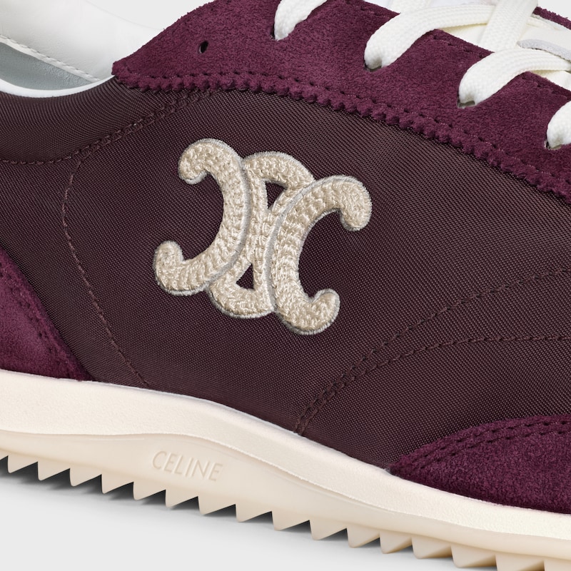 celine racer - low top sneaker with triomphe in nylon suede calfskin and calfskin