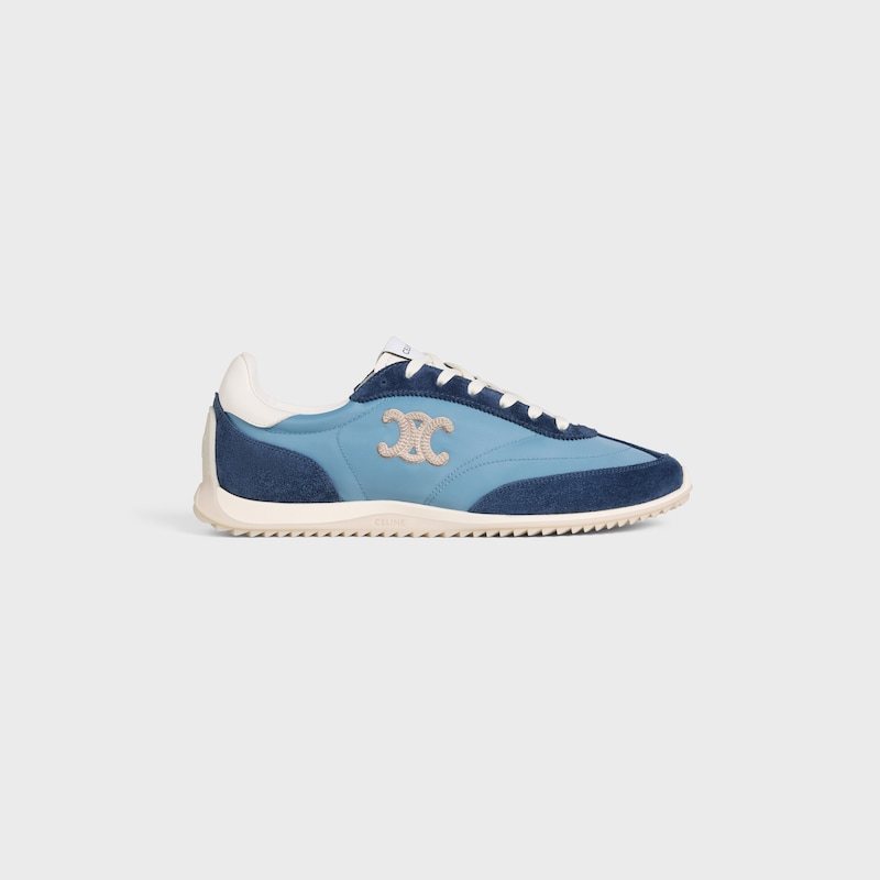 celine racer - low top sneaker with triomphe in nylon suede calfskin and calfskin