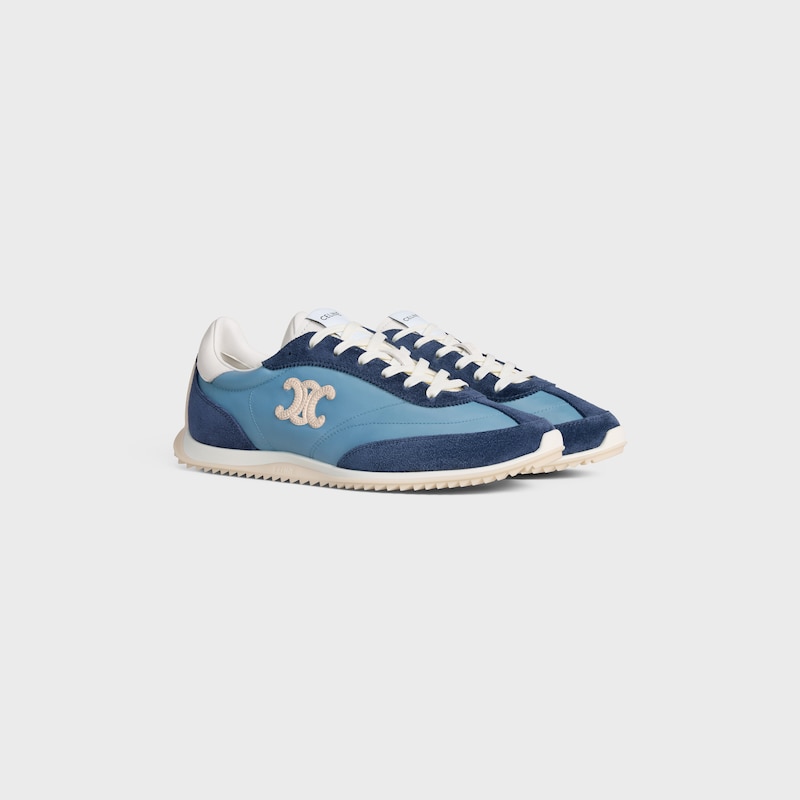 celine racer - low top sneaker with triomphe in nylon suede calfskin and calfskin