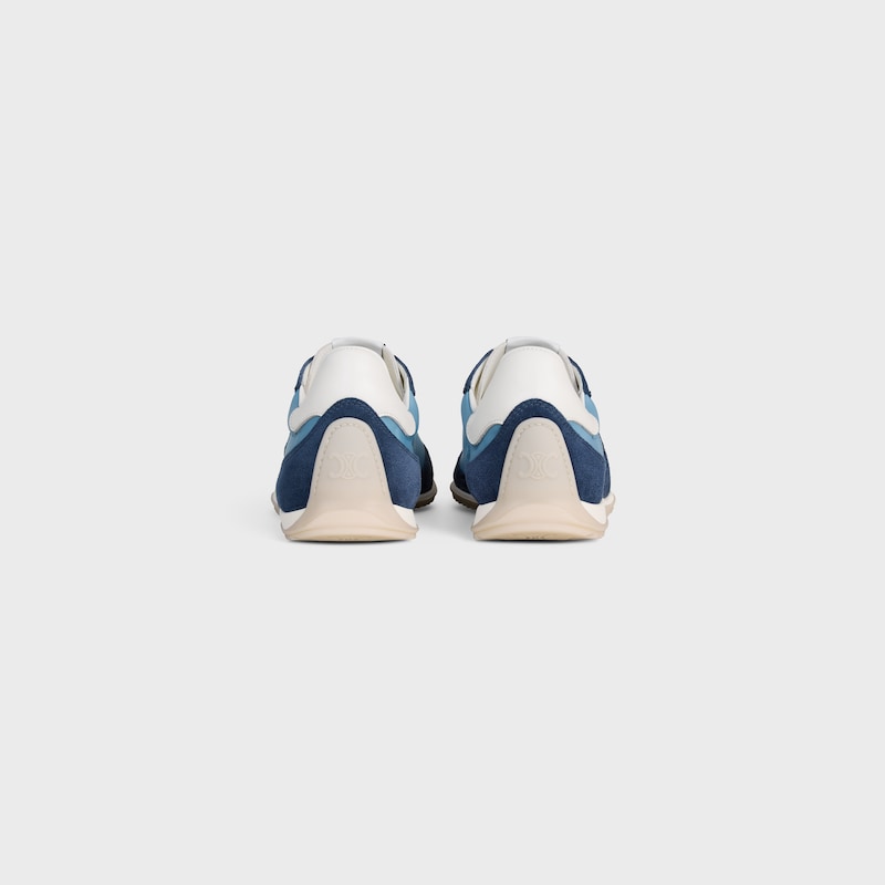 celine racer - low top sneaker with triomphe in nylon suede calfskin and calfskin
