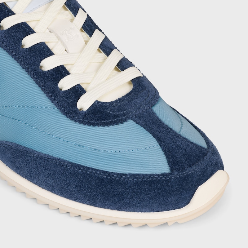 celine racer - low top sneaker with triomphe in nylon suede calfskin and calfskin