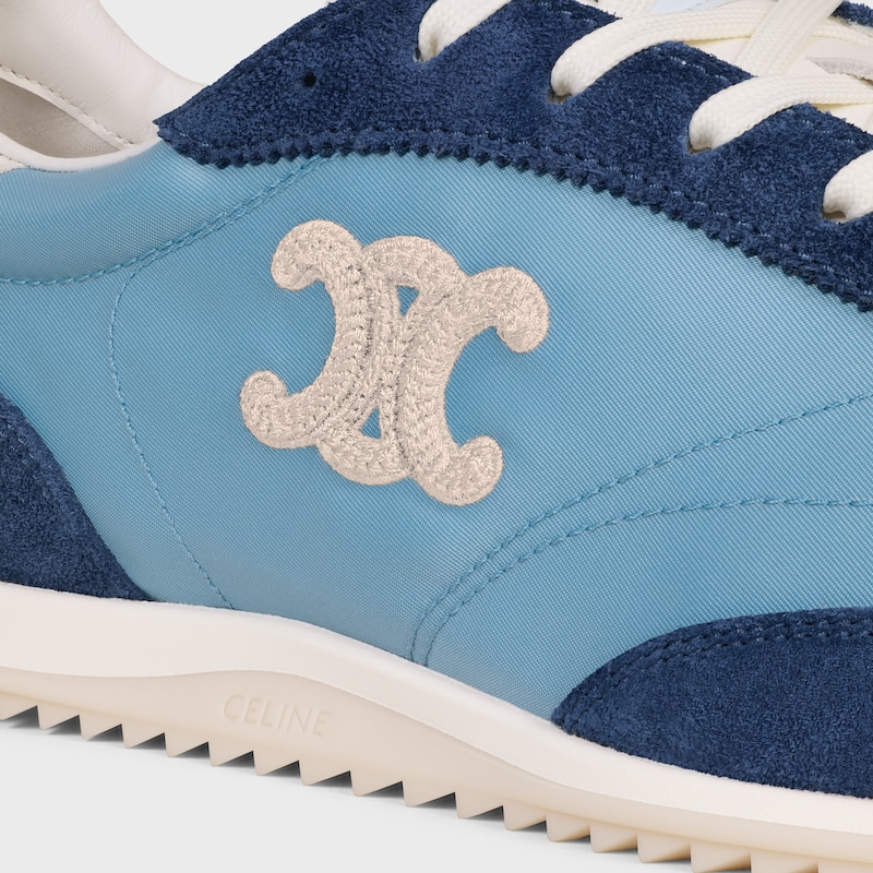 celine racer - low top sneaker with triomphe in nylon suede calfskin and calfskin