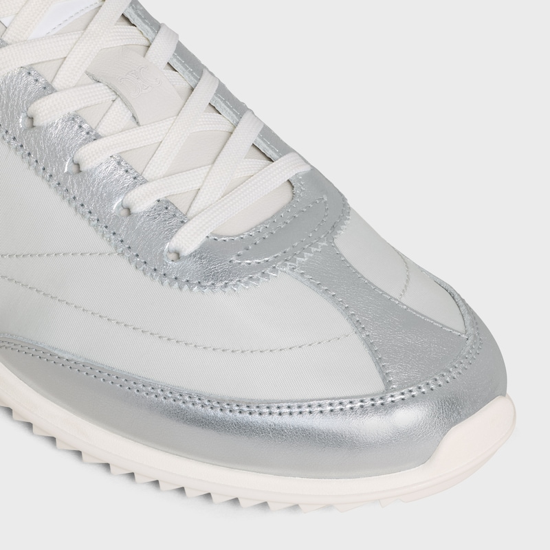 celine racer - low top sneaker with triomphe in nylon laminated calfskin and calfskin