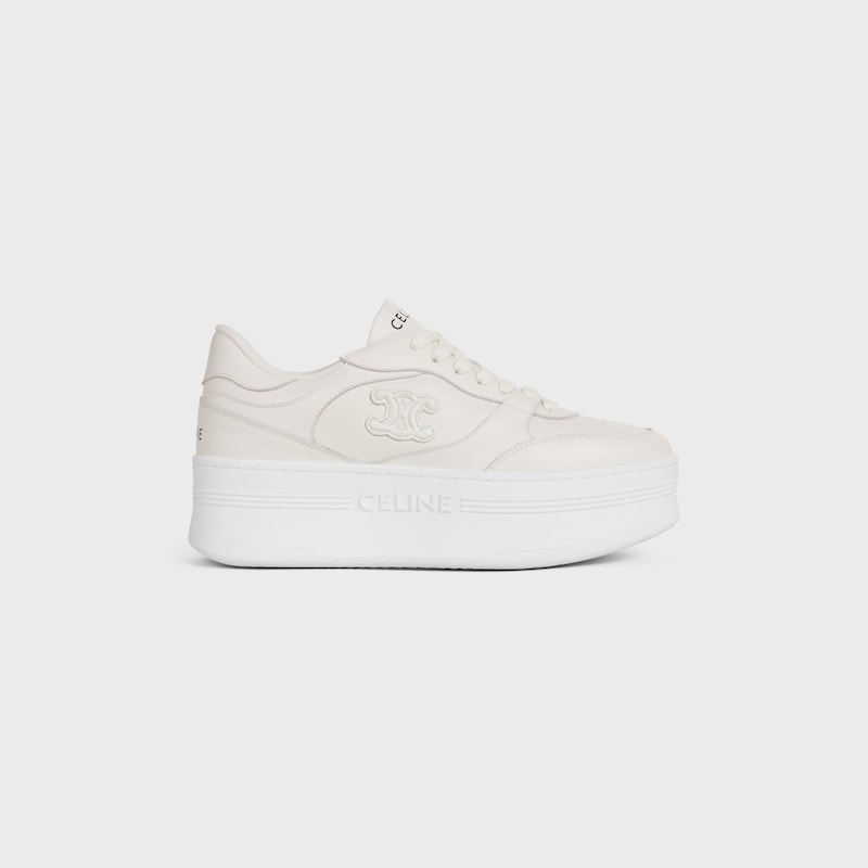 block wedge sneaker with triomphe patch in calfskin