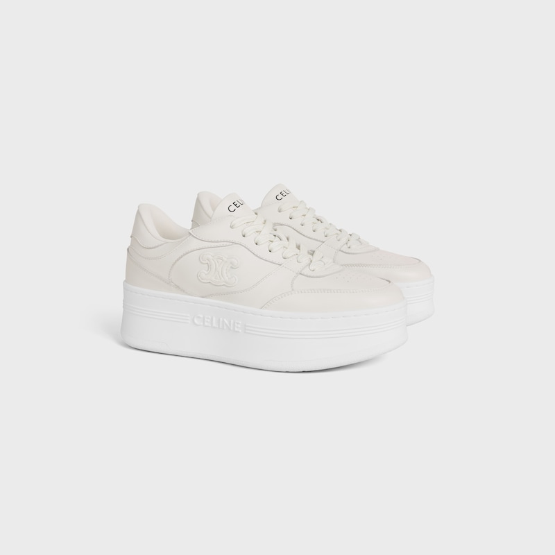 block wedge sneaker with triomphe patch in calfskin