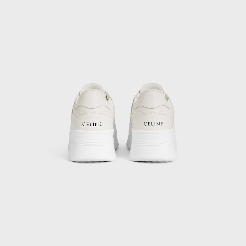 block wedge sneaker with triomphe patch in calfskin