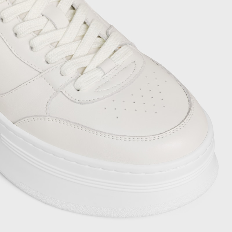 block wedge sneaker with triomphe patch in calfskin