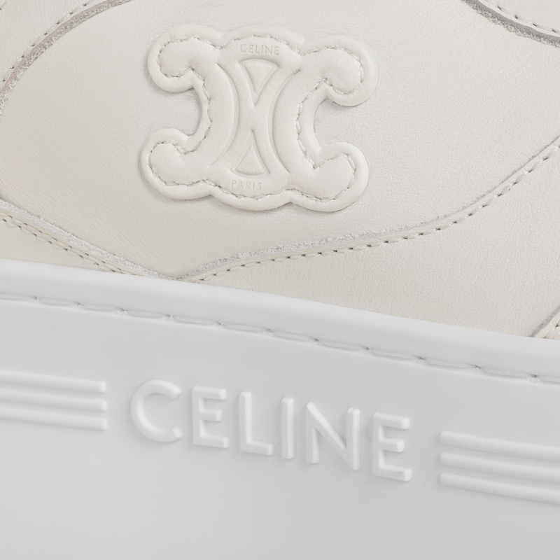 block wedge sneaker with triomphe patch in calfskin