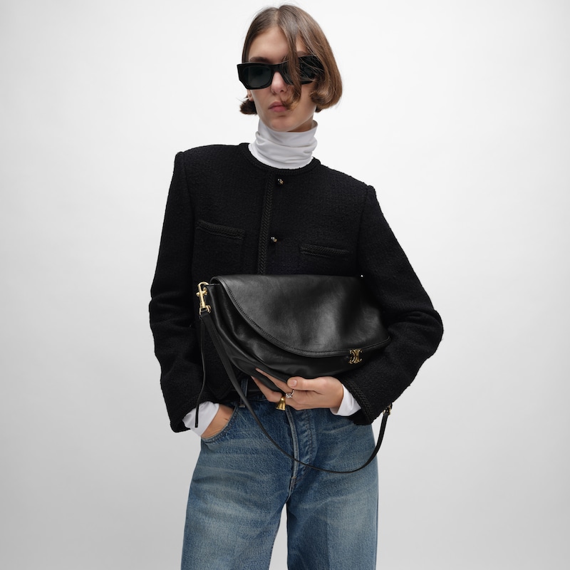 halfmoon soft triomphe bag in supple shiny lambskin