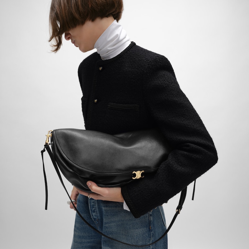 halfmoon soft triomphe bag in supple shiny lambskin