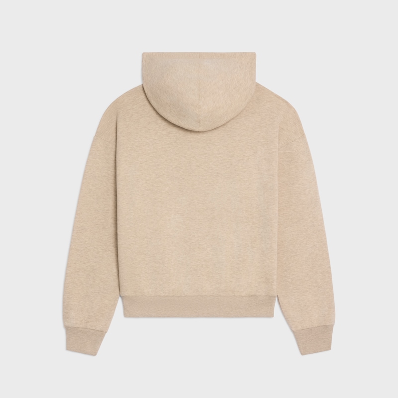 zipped blason hoodie in cashmere cotton