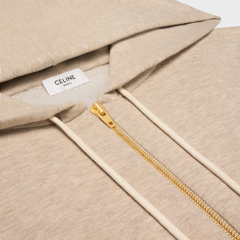 zipped blason hoodie in cashmere cotton