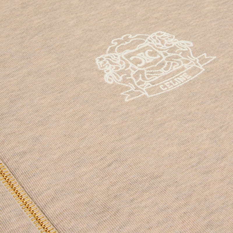 zipped blason hoodie in cashmere cotton