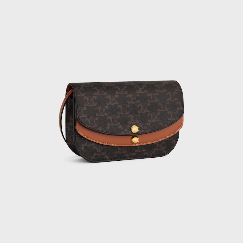 duo wallet on strap in triomphe canvas and calfskin