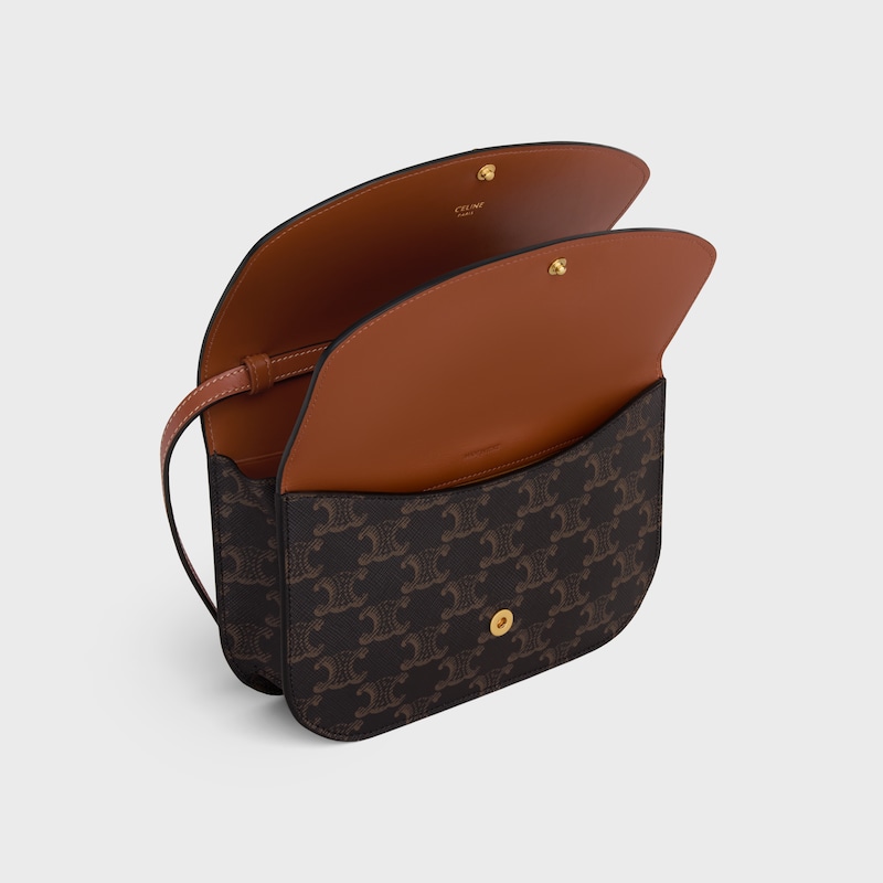 duo wallet on strap in triomphe canvas and calfskin