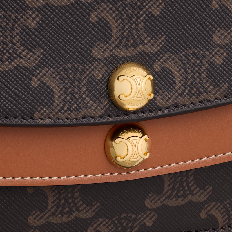 duo wallet on strap in triomphe canvas and calfskin