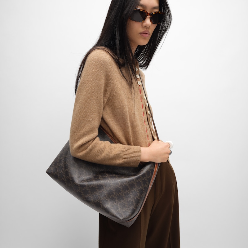 soft shopper bag in triomphe canvas and calfskin