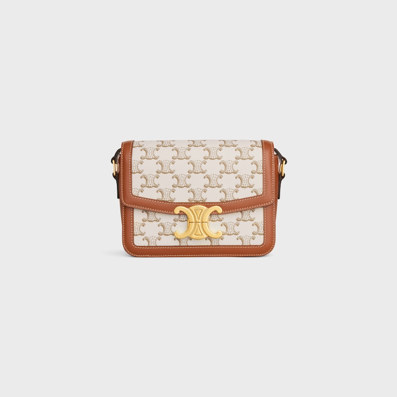 teen triomphe bag in triomphe canvas and calfskin