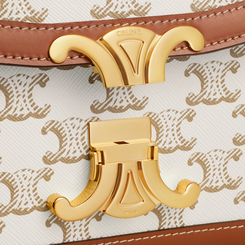 teen triomphe bag in triomphe canvas and calfskin