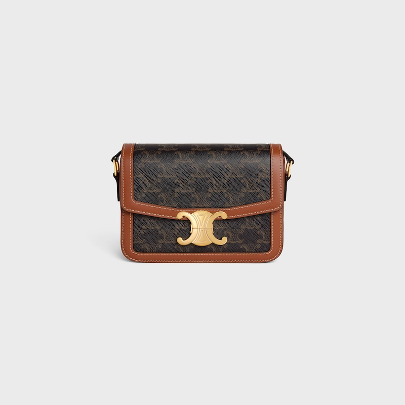 teen triomphe bag in triomphe canvas and calfskin
