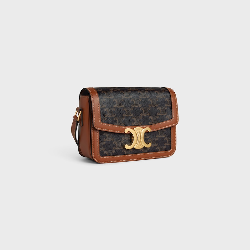 teen triomphe bag in triomphe canvas and calfskin