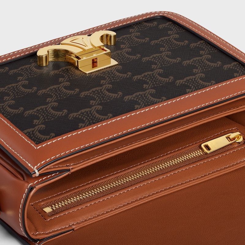 teen triomphe bag in triomphe canvas and calfskin