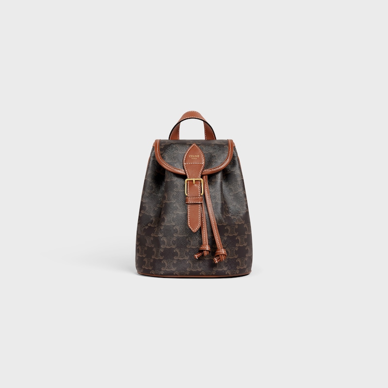mini backpack folco in triomphe canvas and calfskin