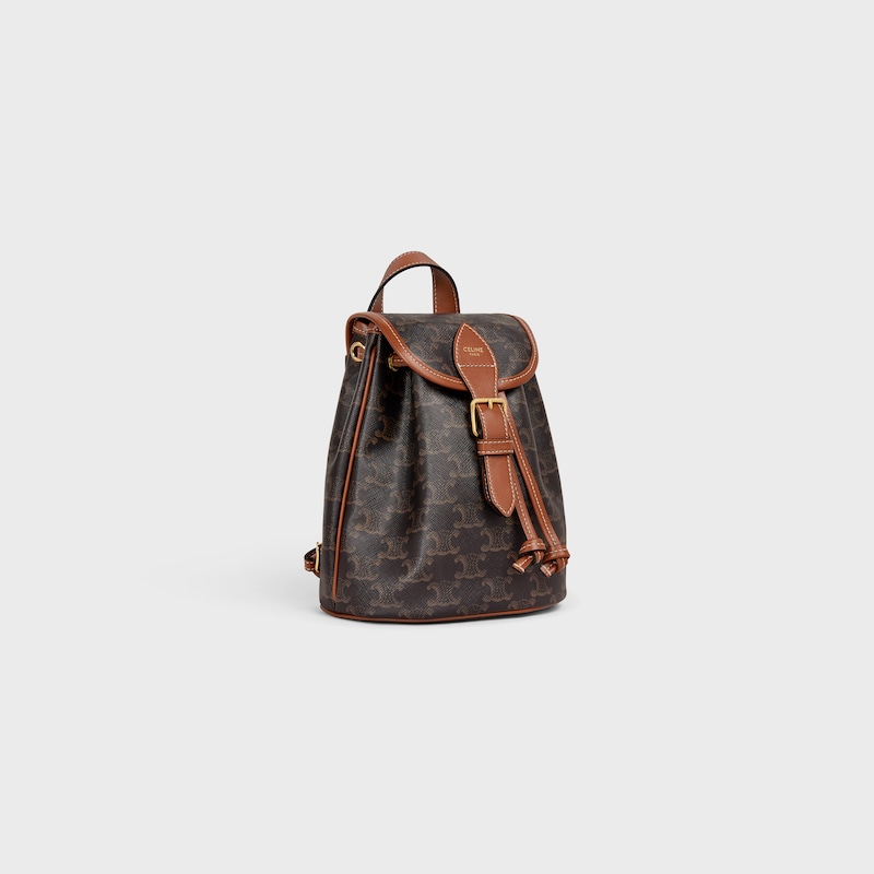 mini backpack folco in triomphe canvas and calfskin