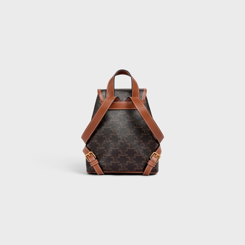 mini backpack folco in triomphe canvas and calfskin