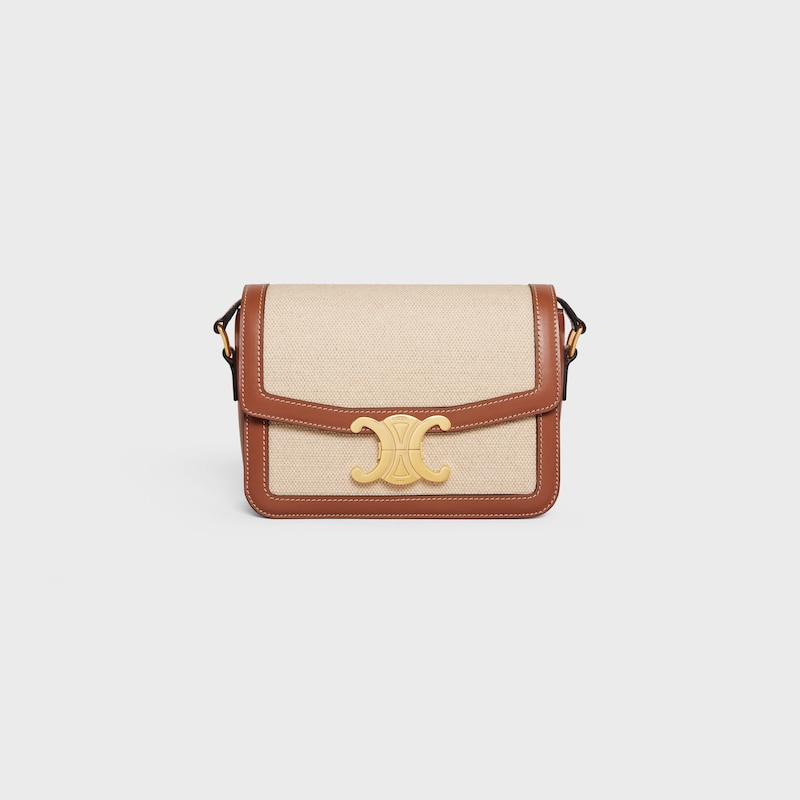 teen triomphe bag in textile and calfskin