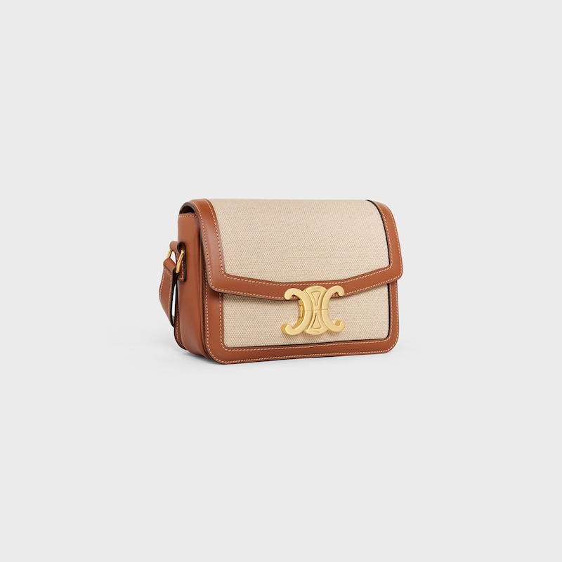 teen triomphe bag in textile and calfskin