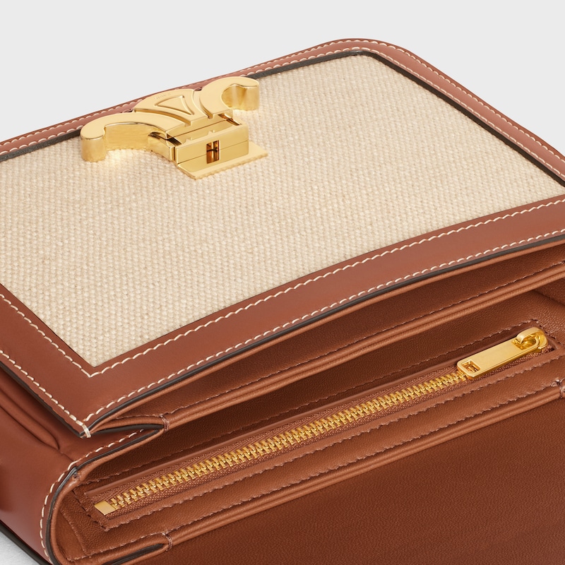teen triomphe bag in textile and calfskin