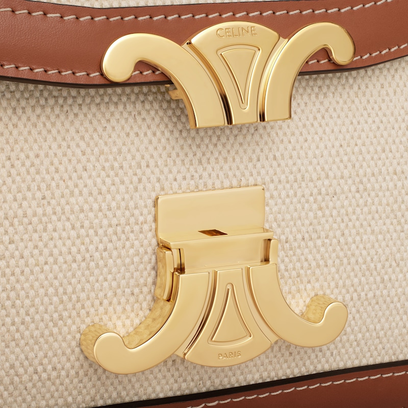 teen triomphe bag in textile and calfskin