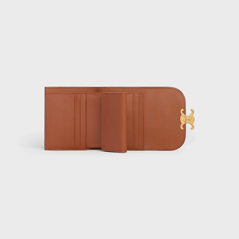 small flap wallet triomphe in shiny smooth lambskin
